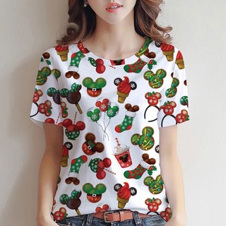 Áo thun ngắn tay in hình chuột mickey xinh xắn cho nữ