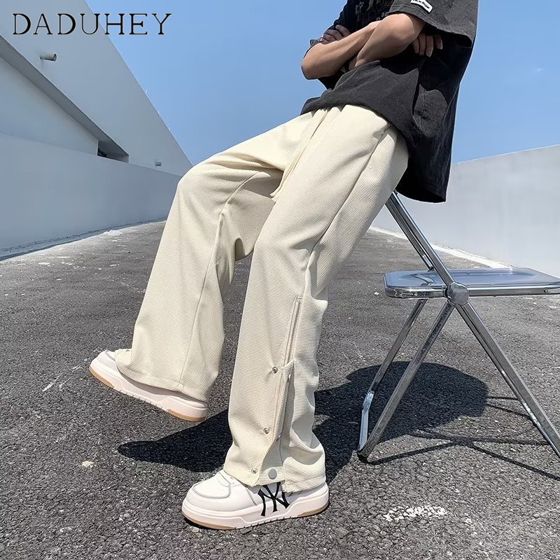 DaDuHey Men's 2023 New Hong Kong Style Sports Overalls Trendy Ins Loose Casual Pants All-Matching Straight Pants