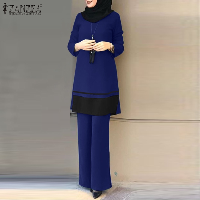 Zanzea Set Áo Ren Dài Tay + Quần Dài Lưng Thun Thời Trang Nữ