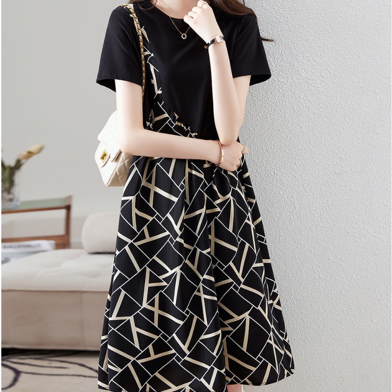 Áo Thun Chiffon Mỏng Che Bụng In Họa Tiết Hình Học Kiểu Hàn Quốc Thanh Lịch Thời Trang Mùa Hè