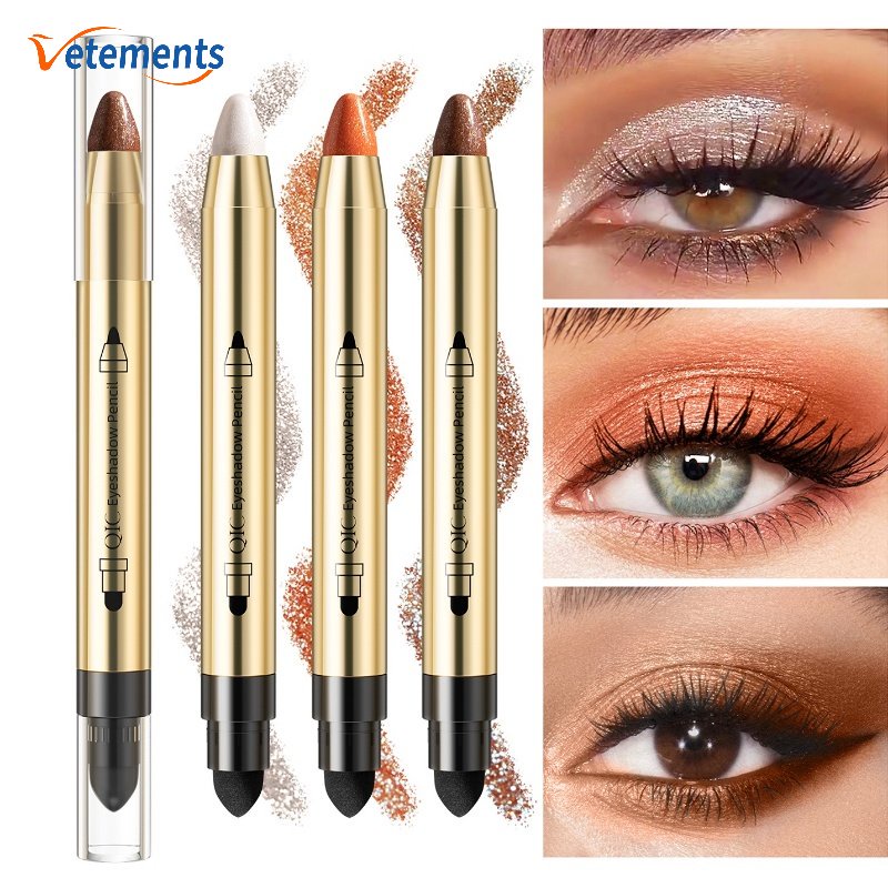 Phấn Mắt Dạng Thỏi Hai Đầu / Bút Kẻ Mắt Lấp Lánh Kèm Mút Trang Điểm Lâu Trôi 5 Màu Tùy Chọn