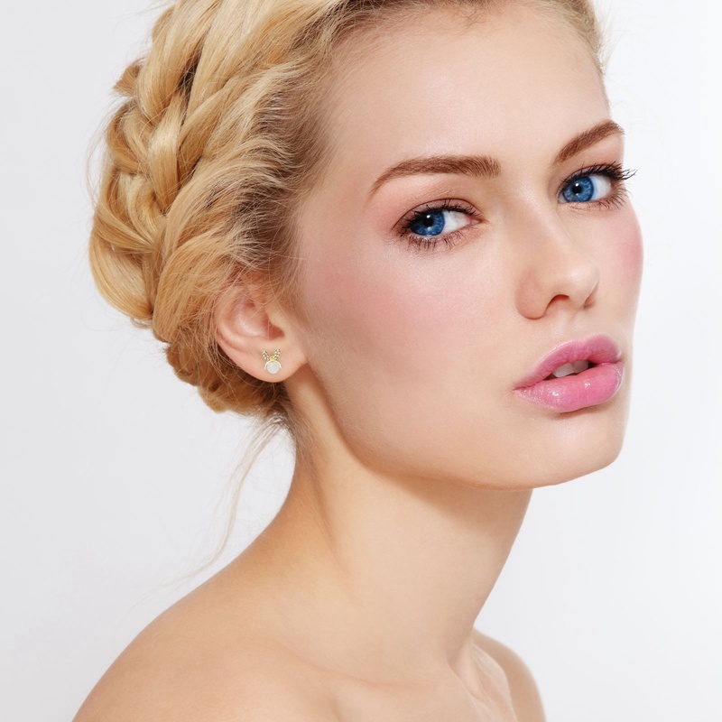 Bông Tai Mạ Bạc 925 Hình Thỏ Đính Kim Cương Dễ Thương