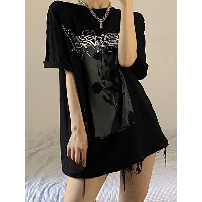 SUXI Áo Thun Tay Ngắn Cổ Thuyền Dáng Rộng In Họa Tiết Thời Trang Mùa Xuân