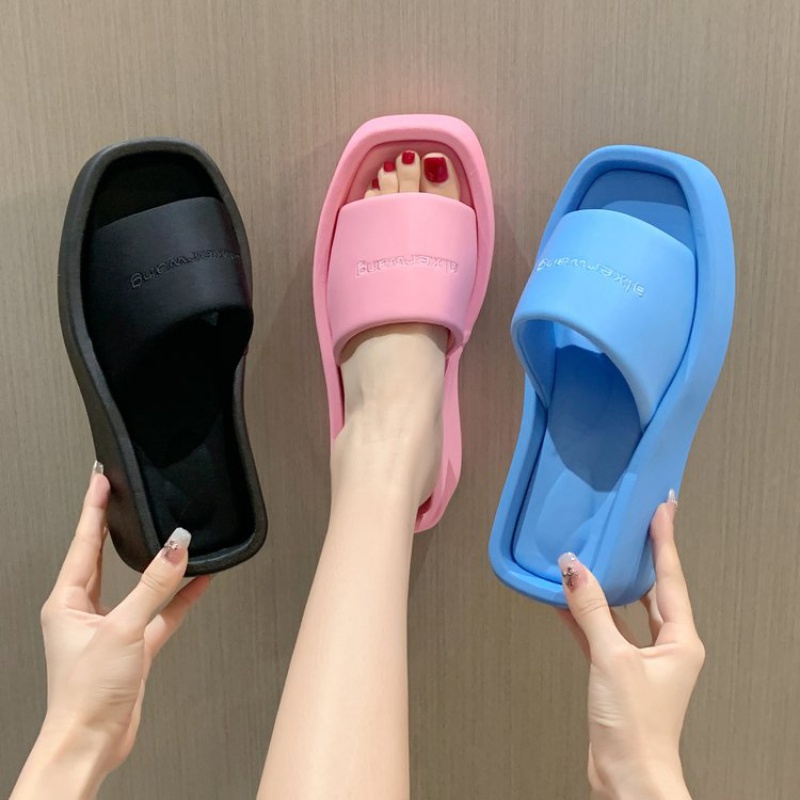 Dép Đế Cao Su PU Dày Dặn Thoải Mái Thời Trang Hàn Quốc Cho Nữ