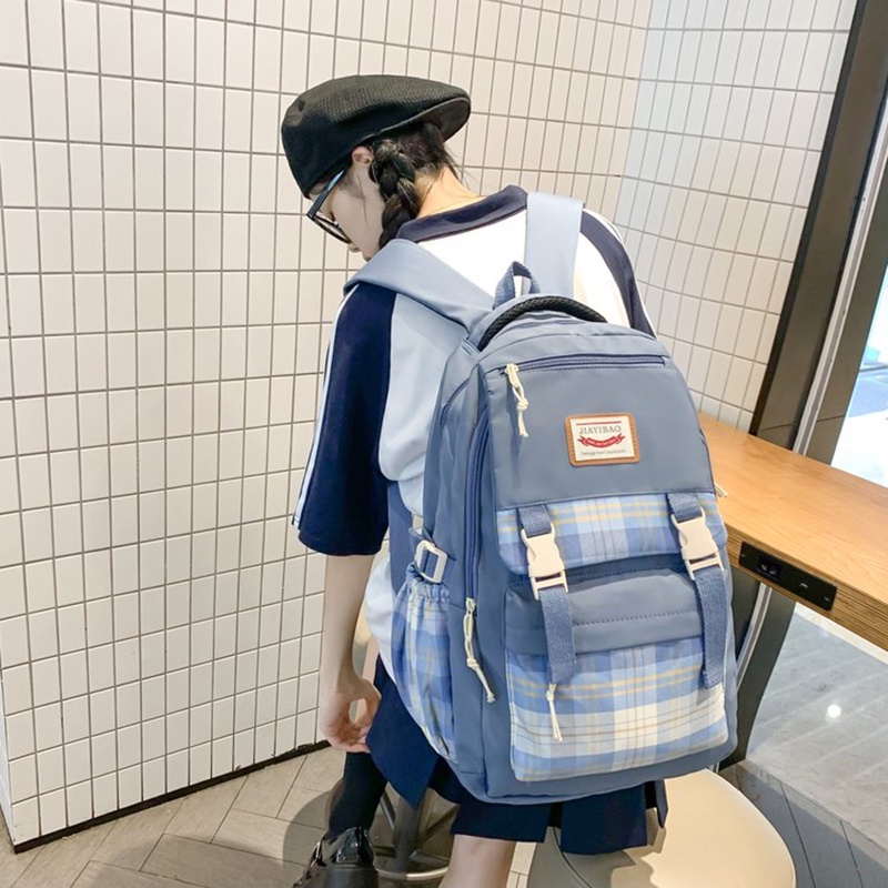 Ba Lô nylon Sức Chứa Lớn Họa Tiết Kẻ Sọc Ba Chiều Thời Trang Hàn Quốc Dễ Phối Đồ Dành Cho Bạn Nữ
