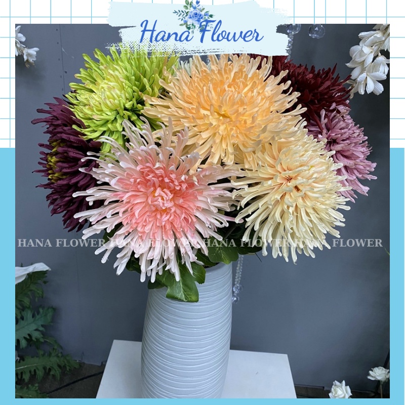 Hoa cúc mẫu đơn, hoa giả để bàn, cúc kim lụa trang trí nhà cửa, phụ kiện chụp ảnh - Hana Flower