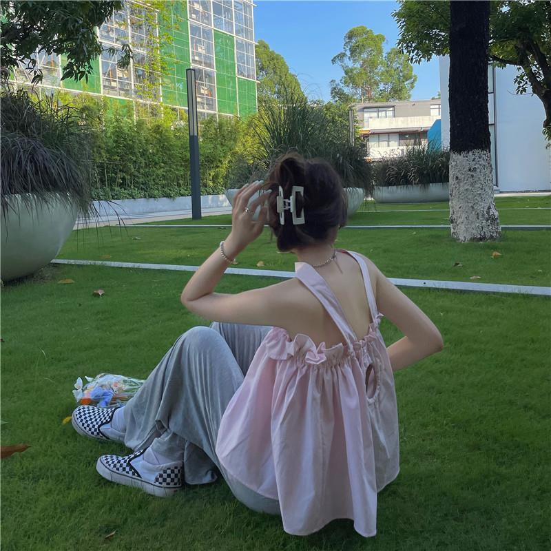 Áo Kiểu Sát Nách Dáng Rộng Hở Vai Thời Trang Mùa Hè Phong Cách Hàn Quốc Cho Nữ