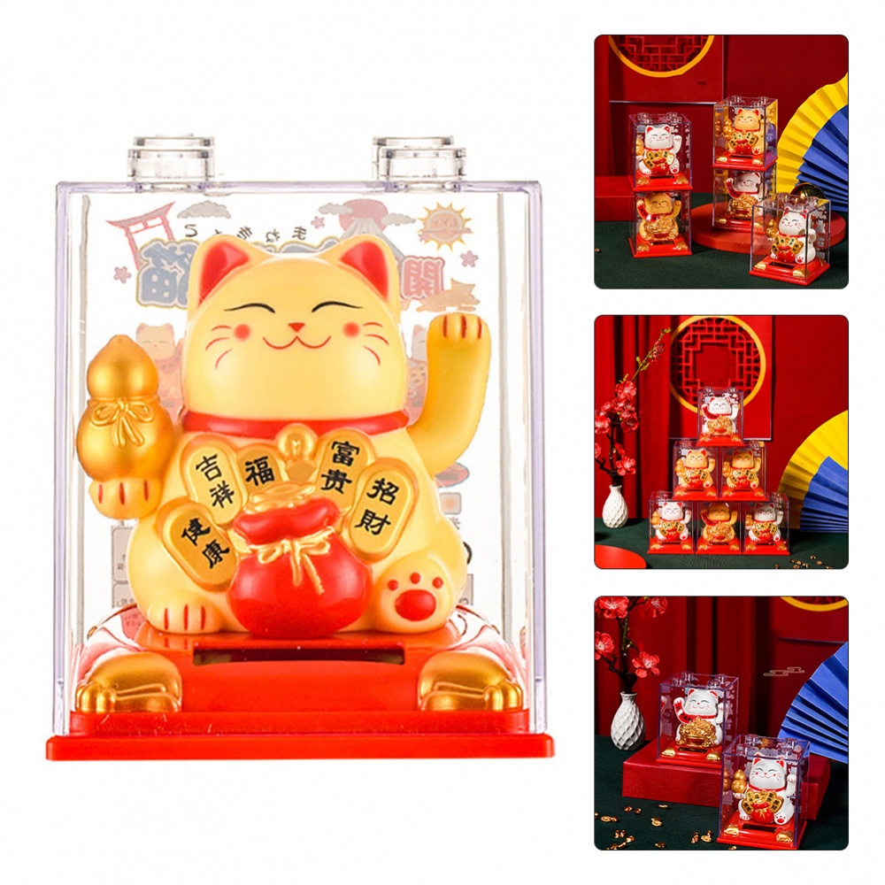 Mèo Thần Tài May Mắn Bằng Nhựa 3.15 Inches 8.3 * 8.1 * 8.1cm Trang Trí Cây Bonsai