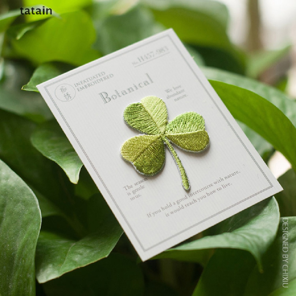 Tatain Miếng Vá Ủi Quần Áo Hình Cỏ Bốn Lá DIY