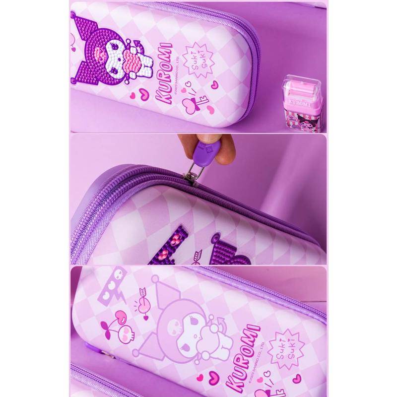 SANRIO Túi Đựng Bút Cầm Tay Bằng Da Đính Đá Pha Lê Tự Làm Họa Tiết Cinnamoroll Mymelody Kuromi 2023