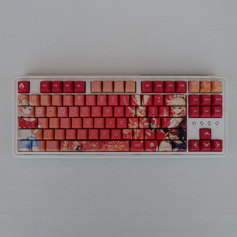 132 Phím Yoimiya Keycaps Cherry Profile Anime Genshin Impact PBT Dye Sub Bàn phím cơ Keycap