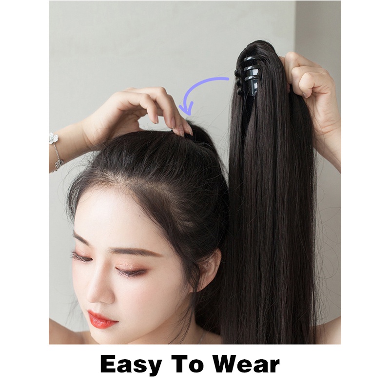 Tóc Giả Đuôi Ngựa Thẳng Dài 50Cm Có Kẹp Dành Cho Nữ