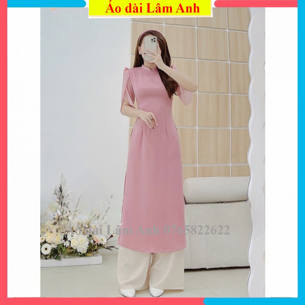 Áo dài cách tân nữ thiết kế tay bèo loe cánh tiên lụa Tây Thi cao cấp co giãn,mềm,mịn, bay tà