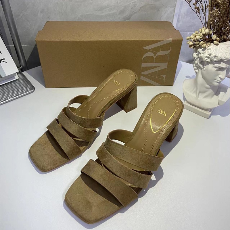 Xăng đan Zara Đế Dày Hở Ngón Mũi Vuông Thời Trang Cho Nữ