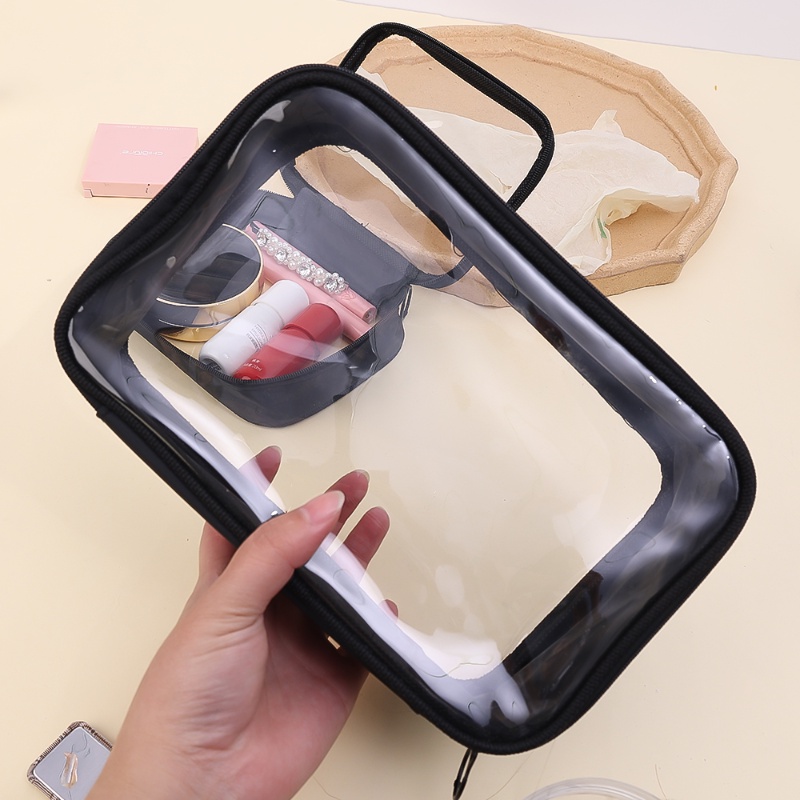 Túi Đựng Mỹ Phẩm Trong Suốt Sức Chứa Lớn Có Khóa Kéo Chống Thấm Nước Đa Năng Tiện Dụng