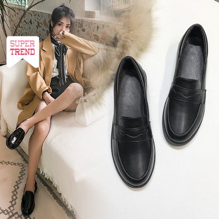 Giày Lười Màu Trơn Phong Cách Hàn Quốc Cho Nữ