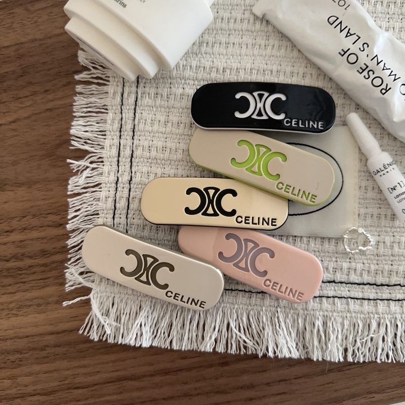 Kẹp Tóc Họa Tiết Hình Học Oval In Chữ Cao Cấp Thời Trang