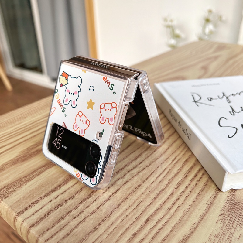 Ốp Điện Thoại Họa Tiết Gấu Dễ Thương Cho Samsung Galaxy Z Flip 4 Z Flip 3 Graffiti Samsung Z Flip4 Z Flip3