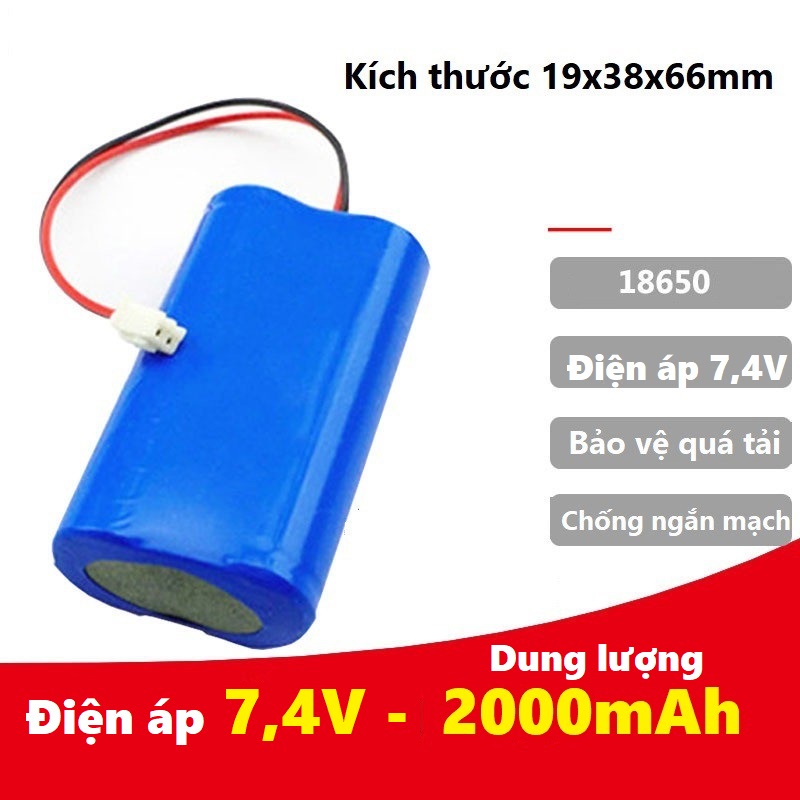 Pin cho loa trợ giảng, loa bẫy chim điện áp 7,4V, dung lượng 2200mAh