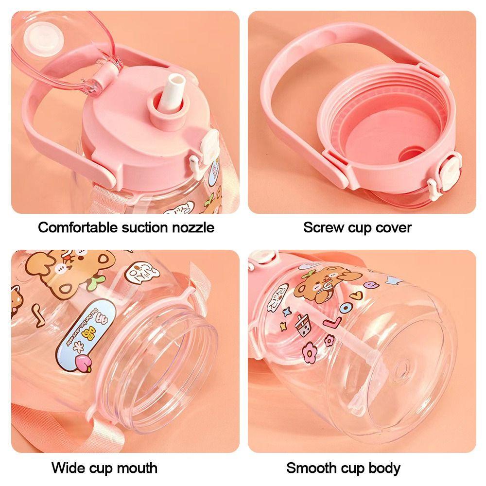 KUNHEV Bình Nước Dung Tích Lớn Chống Tràn Kèm Ống Hút Tiện Lợi