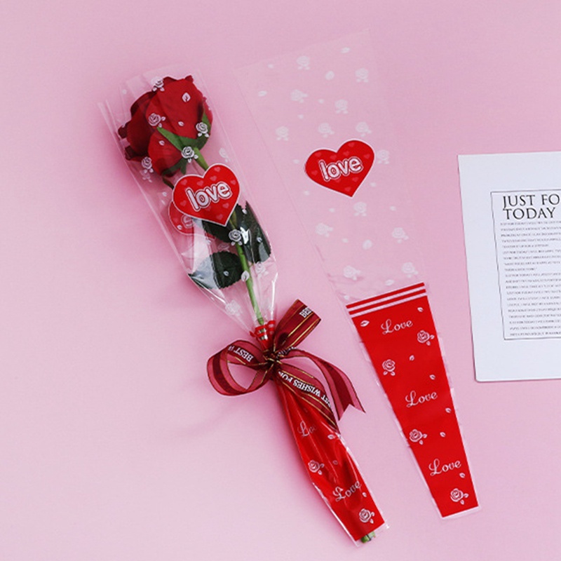 Set 50 Túi Bóng Kính Trong Suốt Đựng Hoa Hồng Diy Đa Ứng Dụng