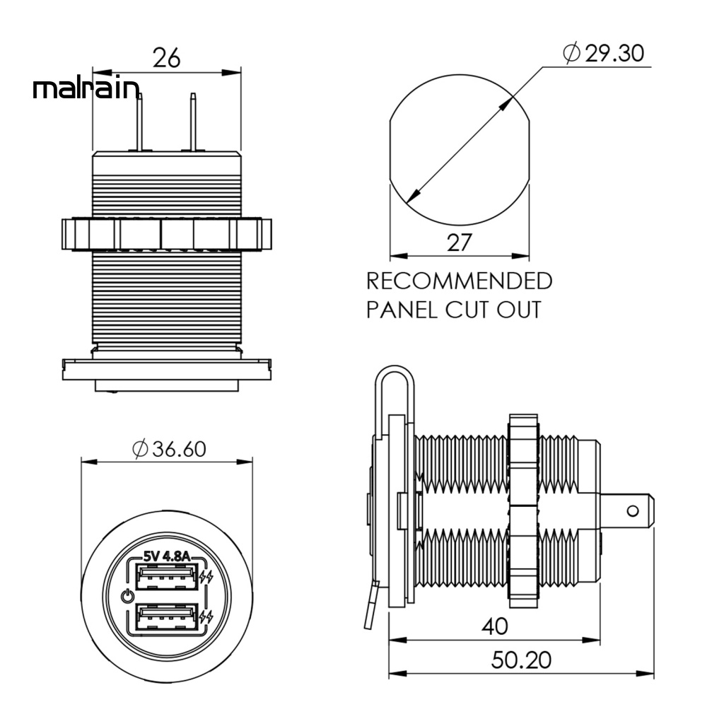 Bộ Chuyển Đổi Nguồn Điện Hai Cổng Mini An Toàn Cho Xe Hơi