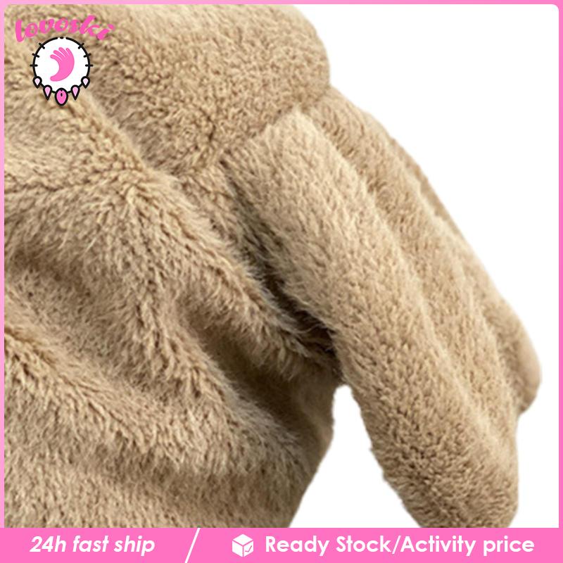 Mũ Beanie Dệt Kim Đính Tai Thỏ Giữ Ấm Mùa Đông