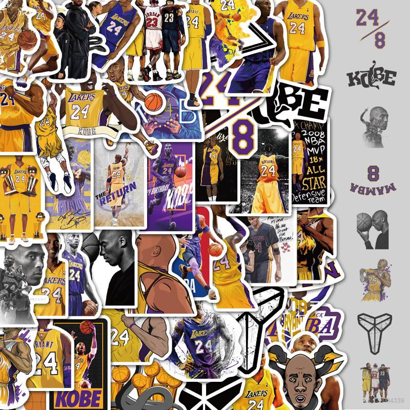 Set 50 Nhãn Dán Trang Trí Hình Ngôi Sao Bóng Rổ NBA Kobe Bryant