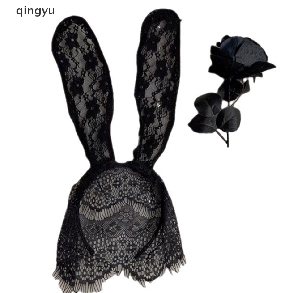 Mặt Nạ Ren Màu Đen Hình Tai Thỏ Gợi Cảm Cho Nữ