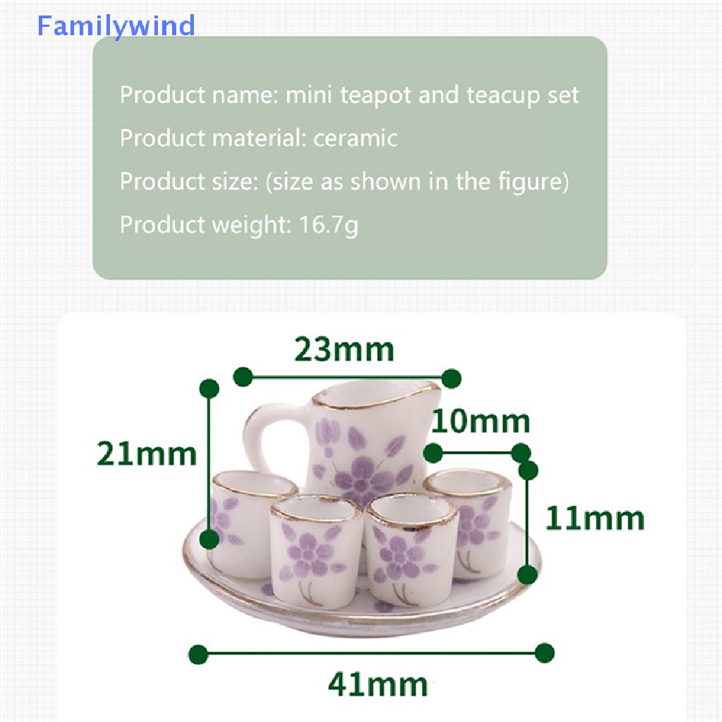 1 Bộ Ấm Tách Uống Trà Bằng Sứ Tỉ Lệ 1: 12 Dùng Trang Trí Nhà Búp Bê