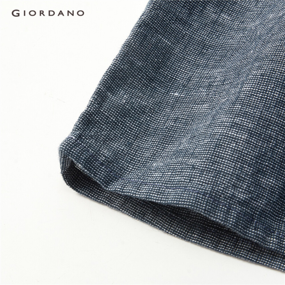 GIORDANO WOMEN Linen cotton ruffle hem short sleeve shirt 05343460