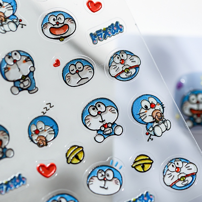 Miếng Dán Trang Trí Móng Tay Hình Doraemon 5D Dễ Thương