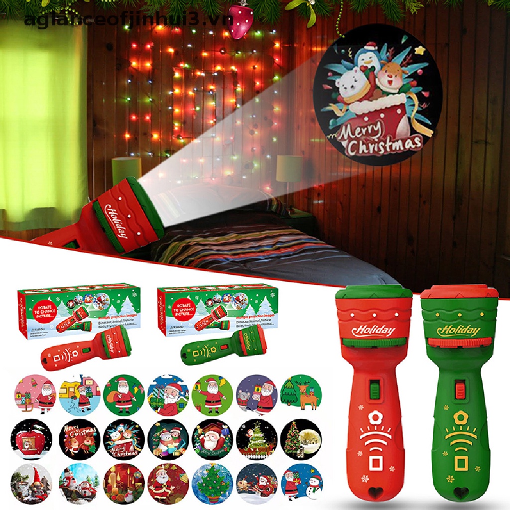 Đồ Chơi Đèn Pin Chiếu 24 Họa Tiết Cây Thông Giáng Sinh Giáo Dục Sớm Cho Bé