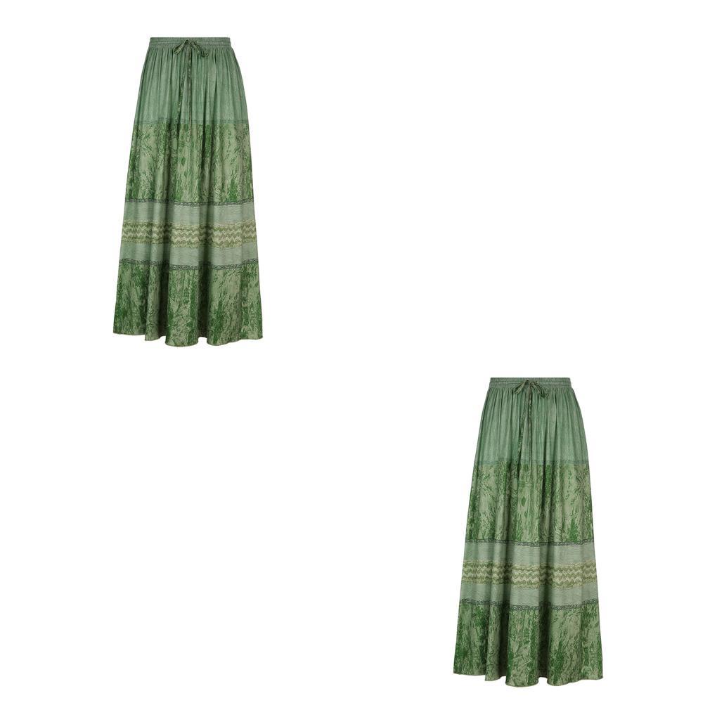 1 / 2 Chân Váy Dài Lưng Cao Xếp Ly Phong Cách Bohemian Thời Trang Mùa Hè Xinh Xắn Cho Nữ