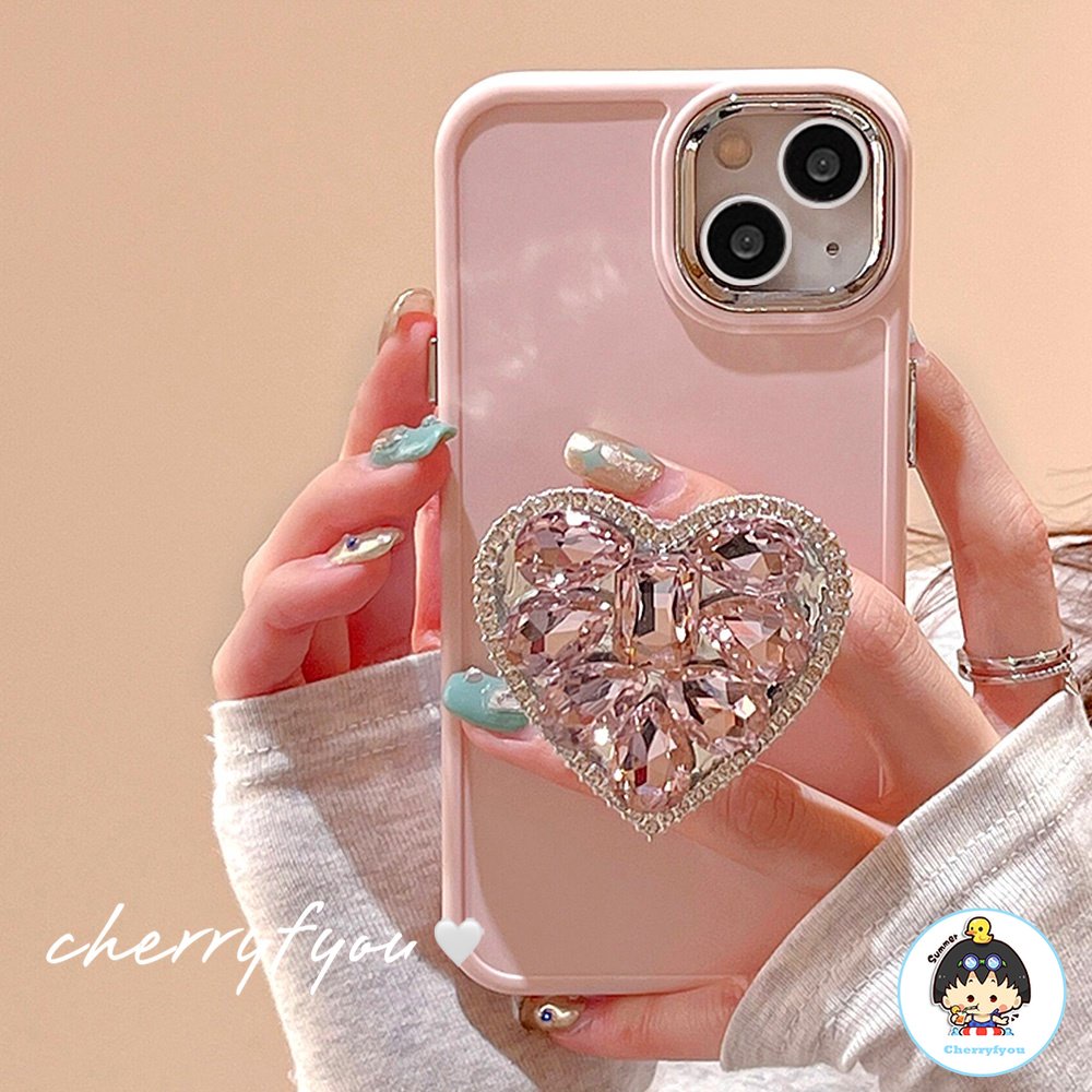 Ốp Điện Thoại TPU Dẻo Màu Trơn Chống Bụi Bẩn / Rơi Vỡ Có Giá Đỡ Hình Trái Tim Sang Trọng Cho IPhone 11 12 13 14 Pro Max