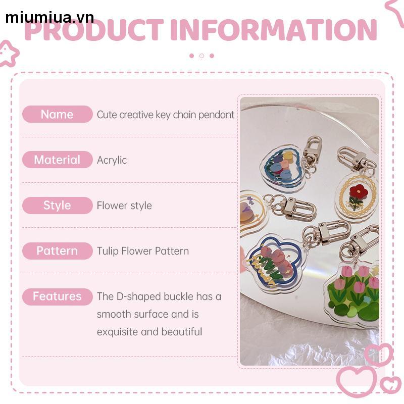 miumiuaMóc Khóa Hình Hoa Tulip Trong Suốt Dễ Thương Sáng Tạo