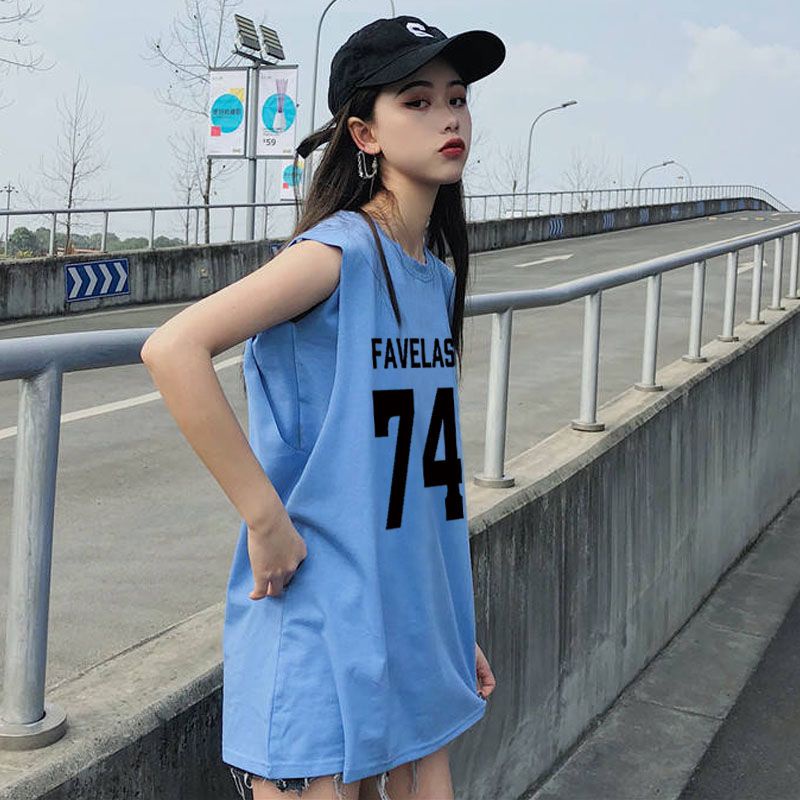 Jiashucheng Áo Thun Giả Hai Lớp Không Tay Dáng Rộng Thời Trang Mùa Hè Cho Nữ