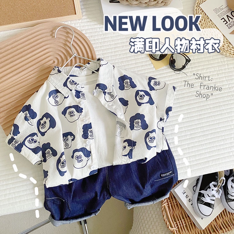 Áo Sơ Mi In Họa Tiết Phong Cách Hàn Quốc Thời Trang Mùa Hè Cho Bé Trai