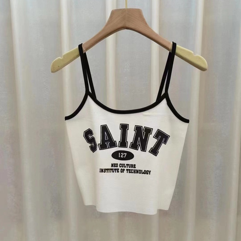 Áo Hai Dây Mỏng Mùa Hè In Họa Tiết Chữ Cổ Điển Kiểu Mới 2023