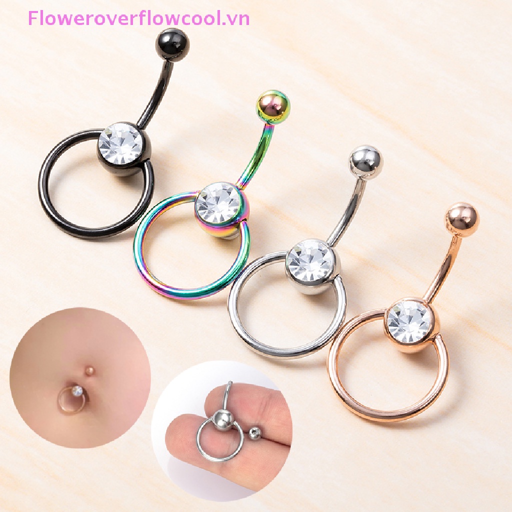 Khuyên Rốn Chất Liệu Thép Không Gỉ Đính Đá Pha Lê