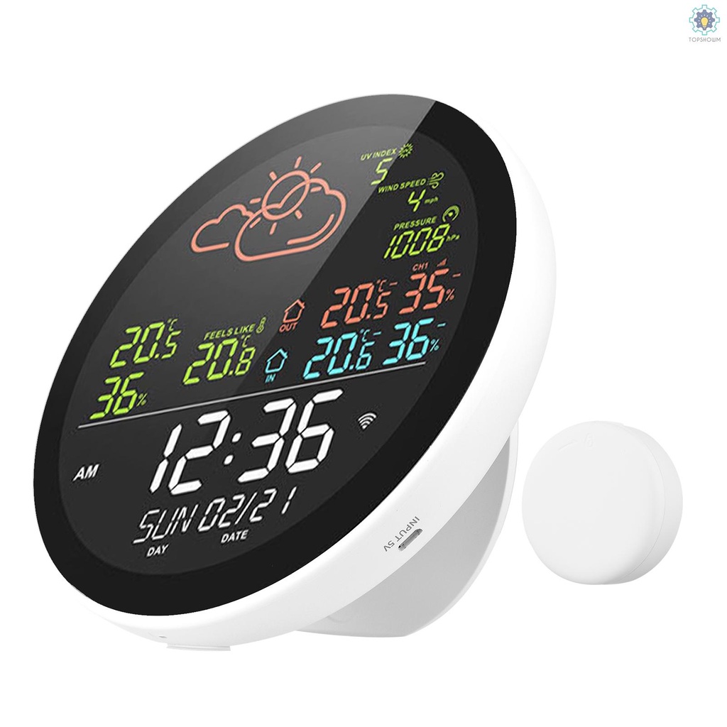 Đồng Hồ Đo Nhiệt Độ Và Độ Ẩm Thông Minh Tuya Wifi Có Màn Hình Màu Đa Năng Đồng Hồ Đo Độ Ẩm & Độ Ẩm Với 1 Sensoo