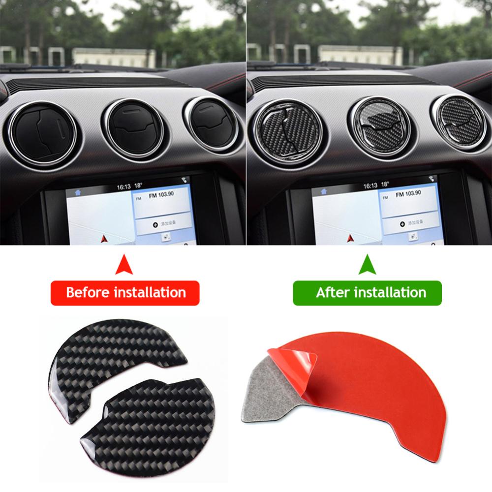 Bộ 3 Miếng Dán Trang Trí Lỗ Thông Gió Xe Hơi Ford Mustang 2015-2020 DGA1 Bằng Sợi Carbon