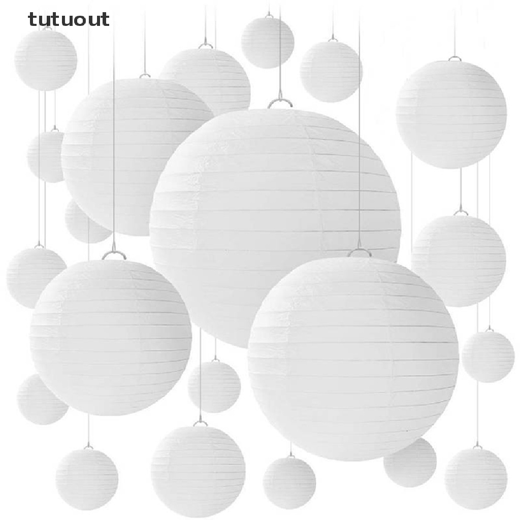 Bộ 20 Lồng Đèn Giấy Tròn Họa Tiết Hoa Trang Trí Tiệc Cưới