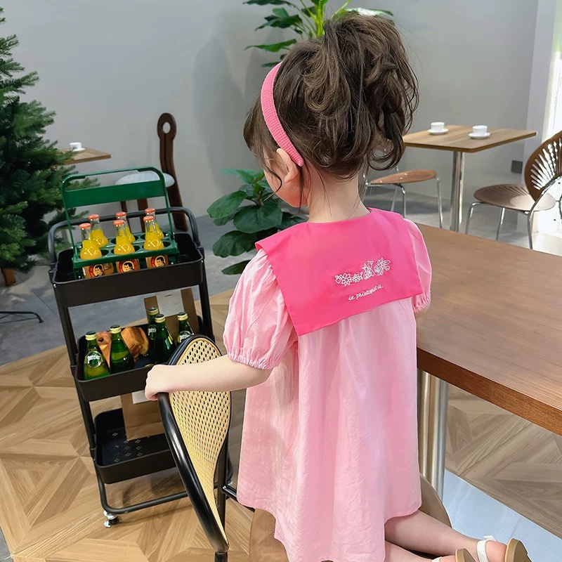 Đầm Công Chúa Giả Hai Lớp Phối Lưới Thắt Nơ Dễ Thương Cho Bé Gái 1-5 Tuổi