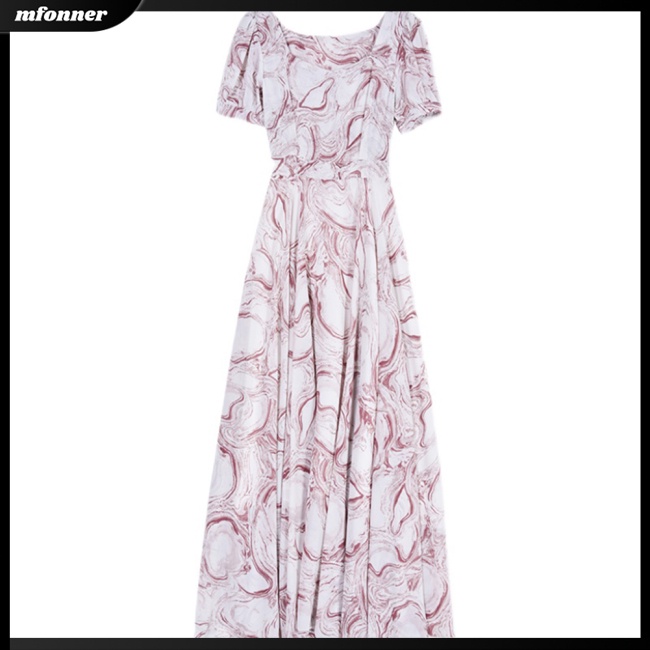 Đầm Dài In Hoa Tay Ngắn Dáng Rộng Thời Trang Dành Cho Nữ