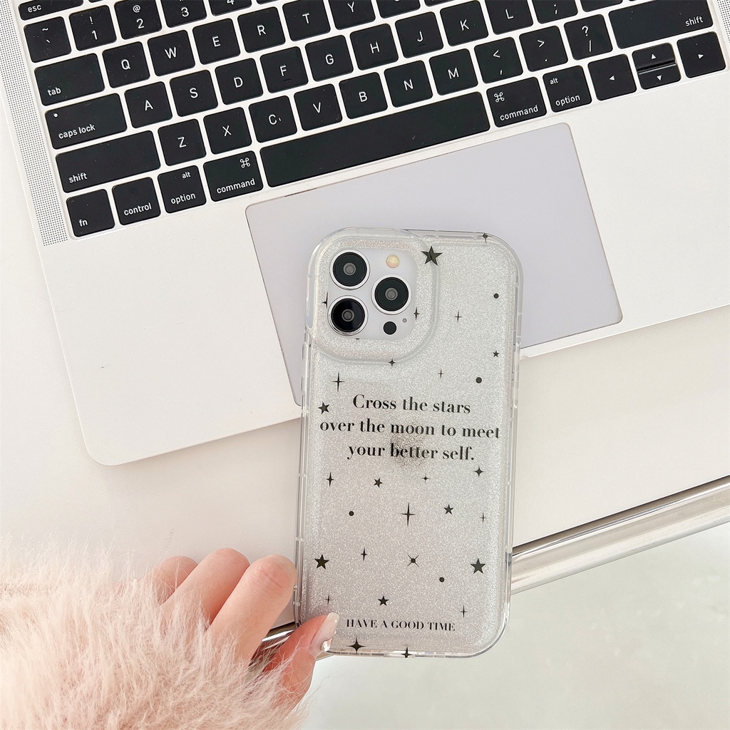 Ốp Điện Thoại Tpu Mềm Trong Suốt Hai Mặt Chống Sốc Phối Dây Xích Ngọc Trai Cho iphone 14Pro Max 13 12 11