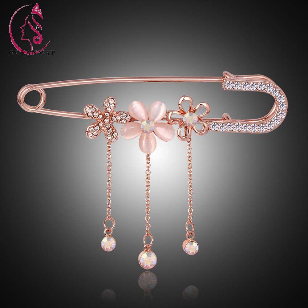 Ghim Cài Áo Hình Hoa Đính Kim Cương Ngọc Trai Giả Thời Trang Cho Nữ