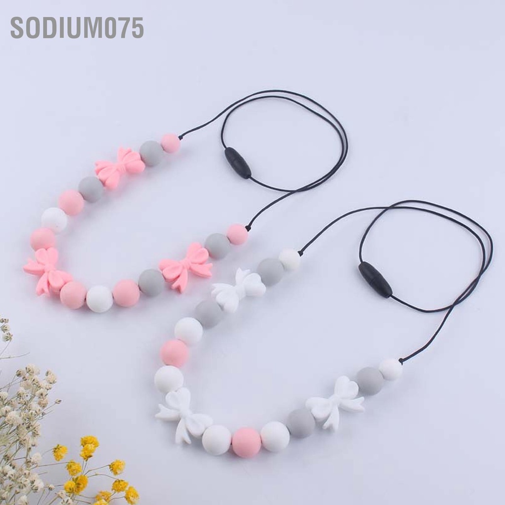 Vòng cổ Chuỗi Hạt Silicon Mềm Hình Nơ Dễ Thương Cho Bé Gặm Mọc Răng