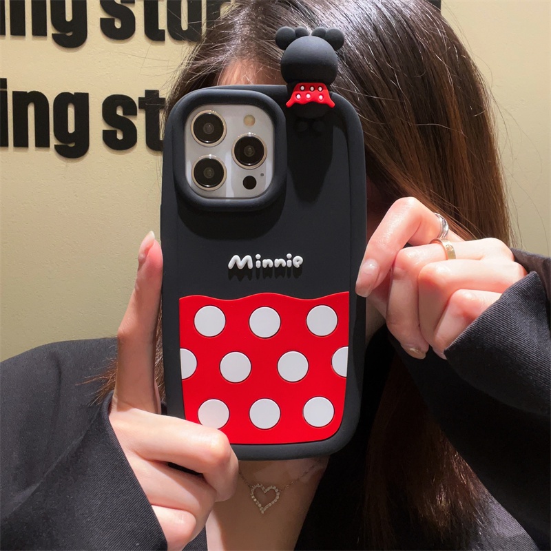 DISNEY Ốp Điện Thoại Silicon tpu Mềm Hình Mickey Minnie 3D Sáng Tạo Cho iPhone 14 13 12 11 Pro MAX 14 Plus