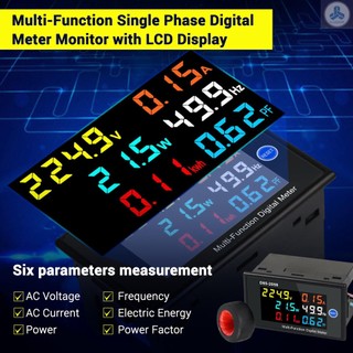 Multi-Function Single Phase Digital Meter LCD Display AC Voltage AC Current Power Frequency Electric Energy Power Factor Measurement Meter Monitor